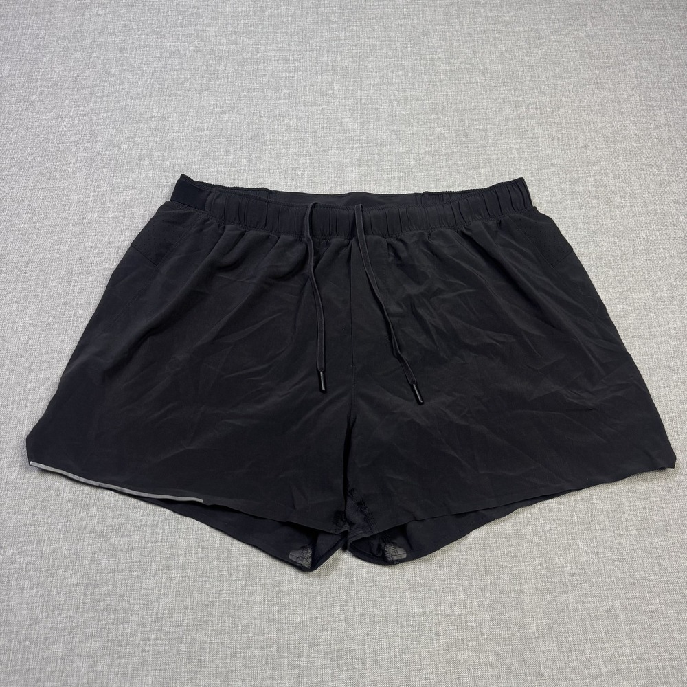 Lululemon Surge Lined 4" Shorts Men's XL Black Drawstring Pockets Athletic